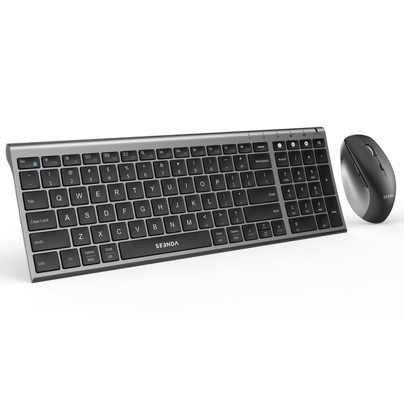 seenda Wireless Bluetooth Keyboard and Mouse Combo, COE401 Rechargeable Slim Keyboard Mouse, 3 Multi-Device Connection, Compact Quiet Set Compatible