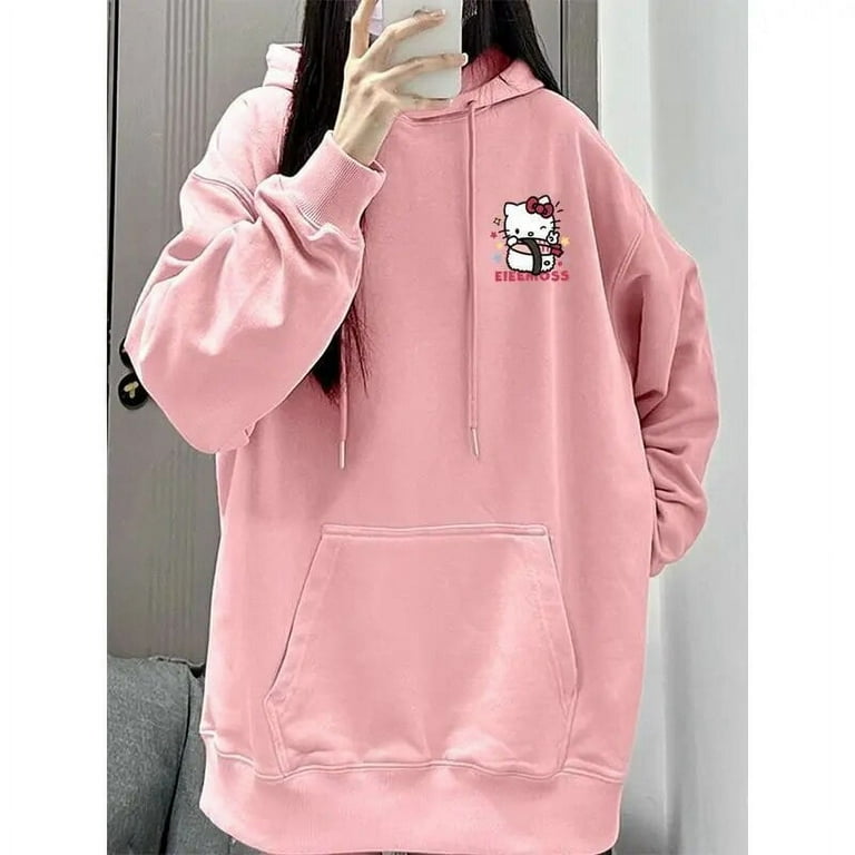 Pure color casual top retro hoodie women Y2K street autumn and winter long-sleeved k