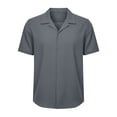 thumbnail image 5 of Men's Short Sleeve Shirt With Collar Casual Loose Fit Breathable Business Top 95% Cotton 5% Spandex Solid Color Daily Home | Zenithor,Gray S, 5 of 9