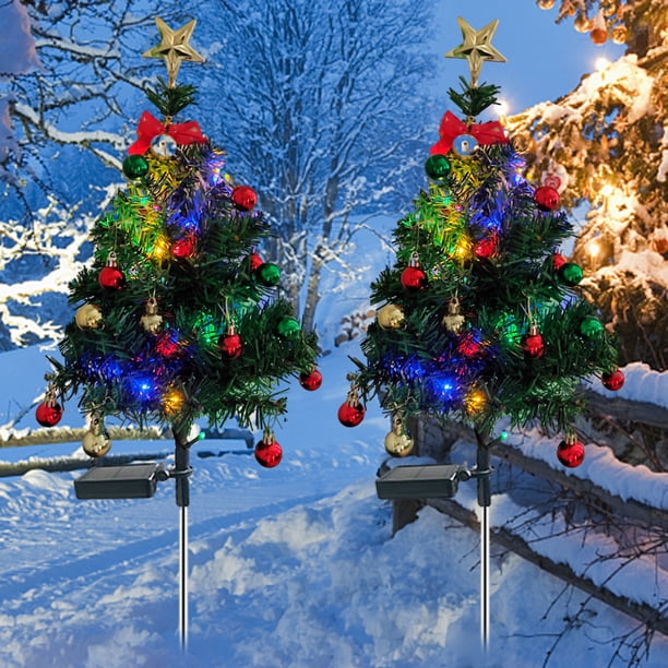 La luz solar del árbol de navidad dura hasta 8 horas al aire libre enciende la decoración del paisaje de la yarda 400mah Hugtrwg Para estrenar