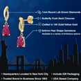 thumbnail image 2 of Gem Stone King 14K Yellow Gold Red Created Ruby and Lab Grown Diamond Earrings for Women | 2.15 Cttw | Gemstone July Birthstone | Pear Shape 8X5MM, 2 of 6