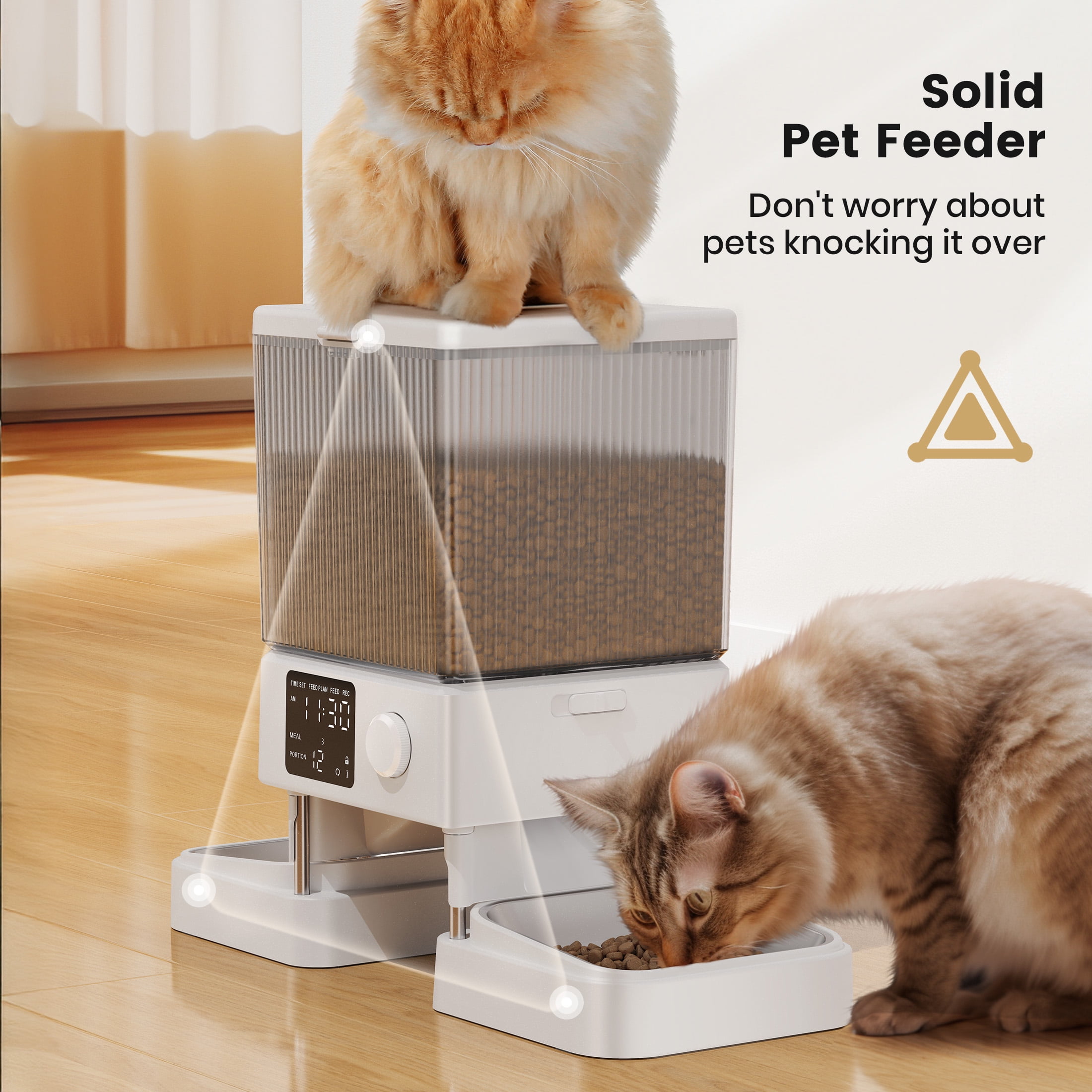Oneisall Automatic Cat Feeder for 2 Cats, 20 Cups/5L Automatic Cat Food Dispenser for Small Pets Indoor, Timed Cat Feeder Automatic for Dry Food - White