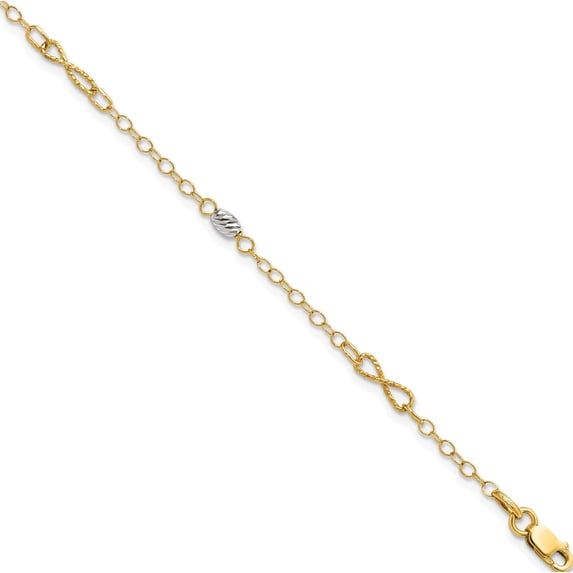 14K Two-Tone Jbsp's Polished And D/C Bracelet (7.5 X 3) Made In Italy lf297-7.5