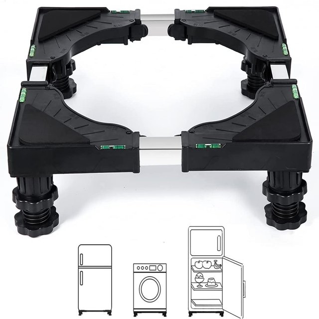 Bamboohart Support de Mini-Frigo Support Universel Base de Support Réglable Support de Réfrigérateur avec 4 Pieds Robustes Piédestal pour Laveuse Base Multifonctionnelle pour Sécheuse (Noir)