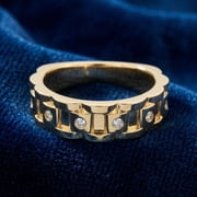 Pompeii 1/4 Ct Mens Diamond Wedding Ring Yellow Gold Chain Link Band (H,I1-I2)