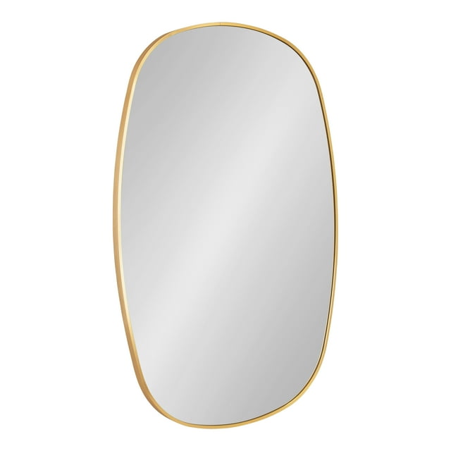 Kate and Laurel Zayda Danish Oval Framed Wall Mirror, 20 x 30, Gold, Metal Minimalist Oval Mirror with Rounded Curves