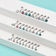thumbnail image 2 of 1PC Titanium Internal Thread Curved Stem Eyebrow Ring Ear Stud Zircon Opal Ball Belly Button Ring Earrings Body Piercing Jewelry ZR, 2 of 6