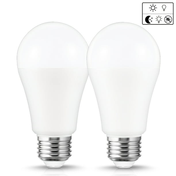 Dusk to Dawn Bug Light Bulbs, Yellow Amber, Photocell Sensor, Auto On/Off, A19, LED12W 1000 Lumens, 2 Pack - Walmart.com