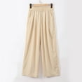 thumbnail image 4 of Hpapadks Casual Pants for Women Solid High Waisted Loose Fit Wide Leg Elastic Waist Flowy Pant Slacks for Women Beige L, 4 of 7