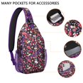thumbnail image 2 of Sling Backpack,Dark Blue Christmas Pattern Sling Bag with Water Bottle Holder,Waterproof Sling Bag for Men/Women with Headphone Jack for Hiking,Travel, 2 of 6