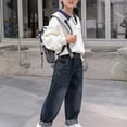 thumbnail image 4 of Boys Baggy Jeans Size 18-20 Elastic Waist Pull on Baggy Demin Jeans Relaxed Fit Stretchy Soft Trousers Streetwear Back To School, 4 of 6