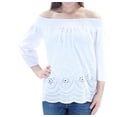 thumbnail image 3 of MAISON JULES Womens White Cut Out 3/4 Sleeve Off Shoulder Casual Top M, 3 of 4