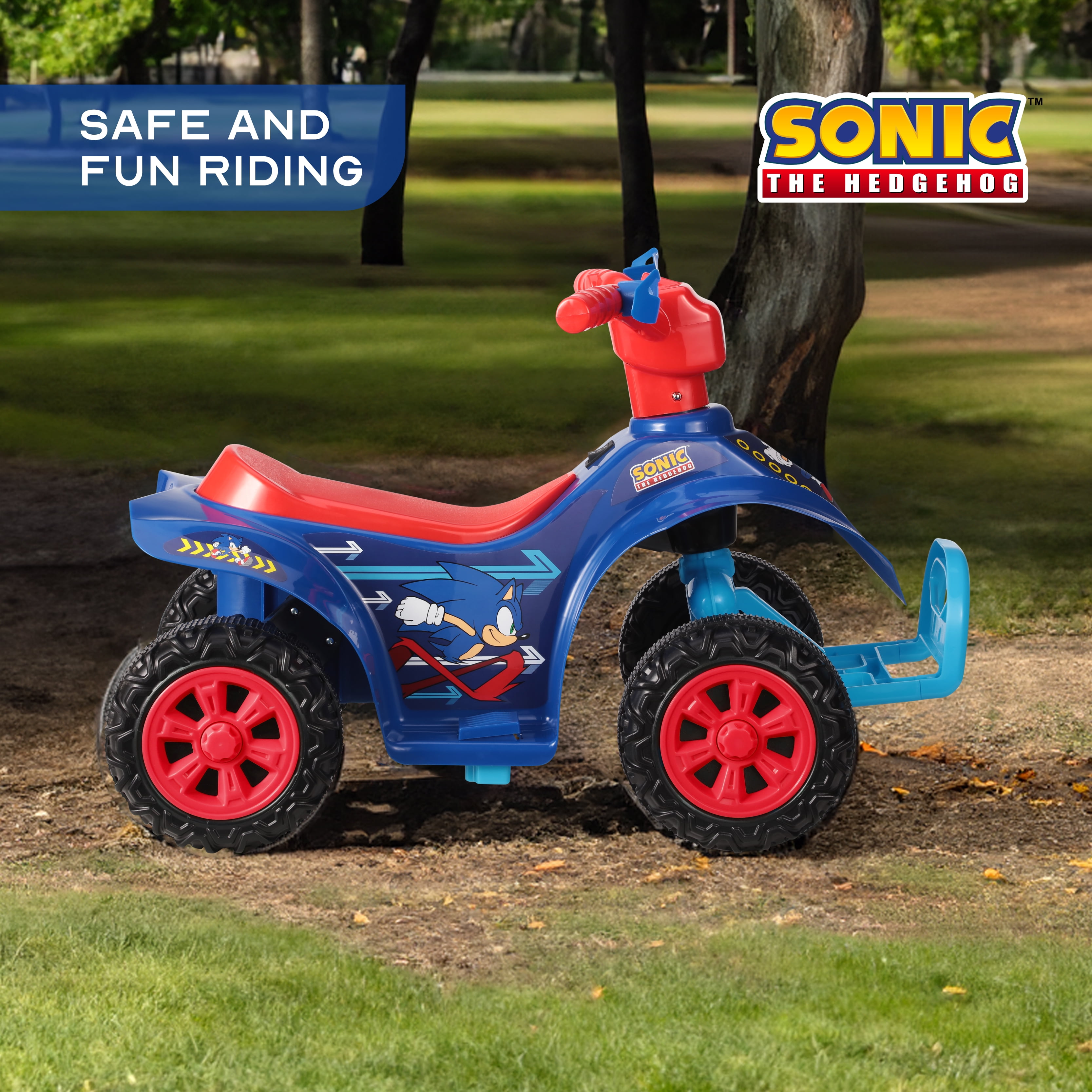 Licensed Sonic the Hedgehog 6V Battery Powered Ride on ATV for Children Ages 2 5 Years Old Blue