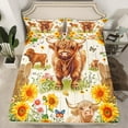 thumbnail image 2 of Manfei Rustic Cow Animal Full Size Sheets for Kids, Cute Highland Bull Bed Sheets, Farmhouse Sunflower Sheet Sets, Breathable Home Decor, 4pcs, 2 of 7