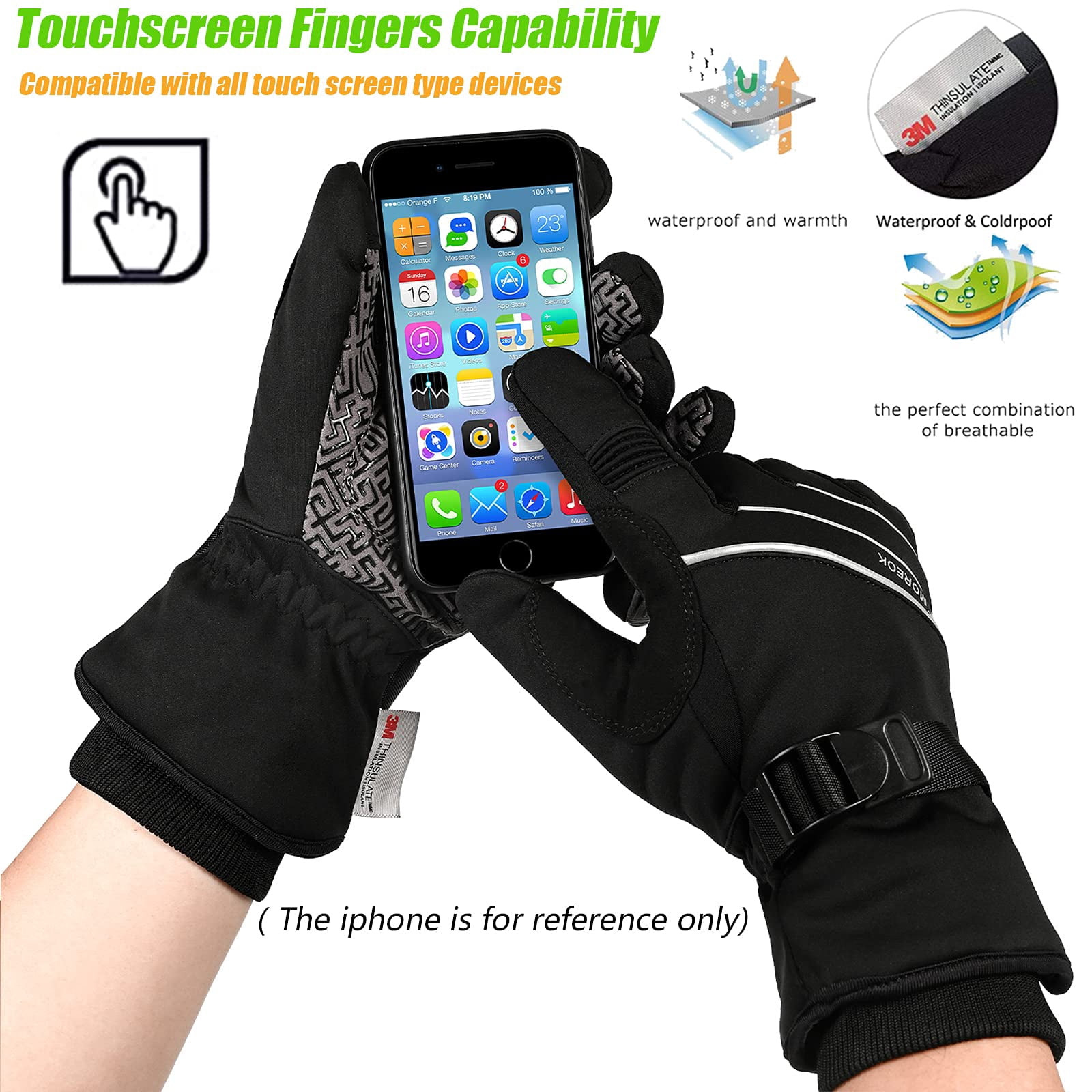 Waterproof & Windproof -30°f Winter Gloves For Men/women  3m Thinsulate Thermal Touch Screen Warm Skiing Cycling Running