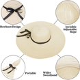 thumbnail image 3 of Womens Straw Hat Wide Brim Floppy Beach Sun Hat for Women UPF 50+ Adjustable Strap Vacation，Black, 3 of 9