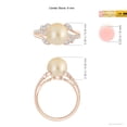 thumbnail image 5 of Angara Golden South Sea Cultured Pearl and Leaf Ring with Diamonds in 14K Rose Gold for Women | June Birthstone Jewelry for Her, 5 of 8