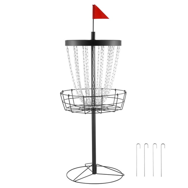 KFFKFF Disc Golf Cage, 24-Chain Mobile Disc Golf Goal, Durable Metal Disc Golf Hole for Practice, Suitable for Both Indoor & Outdoor Use, Disc Golf Course Cage, Disc Golf Stand Gear, Black