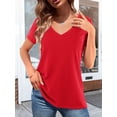 thumbnail image 4 of Women's Tops Summer Short Sleeve V-Neck Shirts Casual Solid Color Basic Tee Tshirts Tunic Blouse, 4 of 6