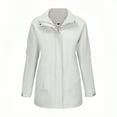 thumbnail image 5 of QHFBli Women's Lightweight Long Softshell Fleece Lined Jacket Anorak Raincoat With Removable Hood, 5 of 7