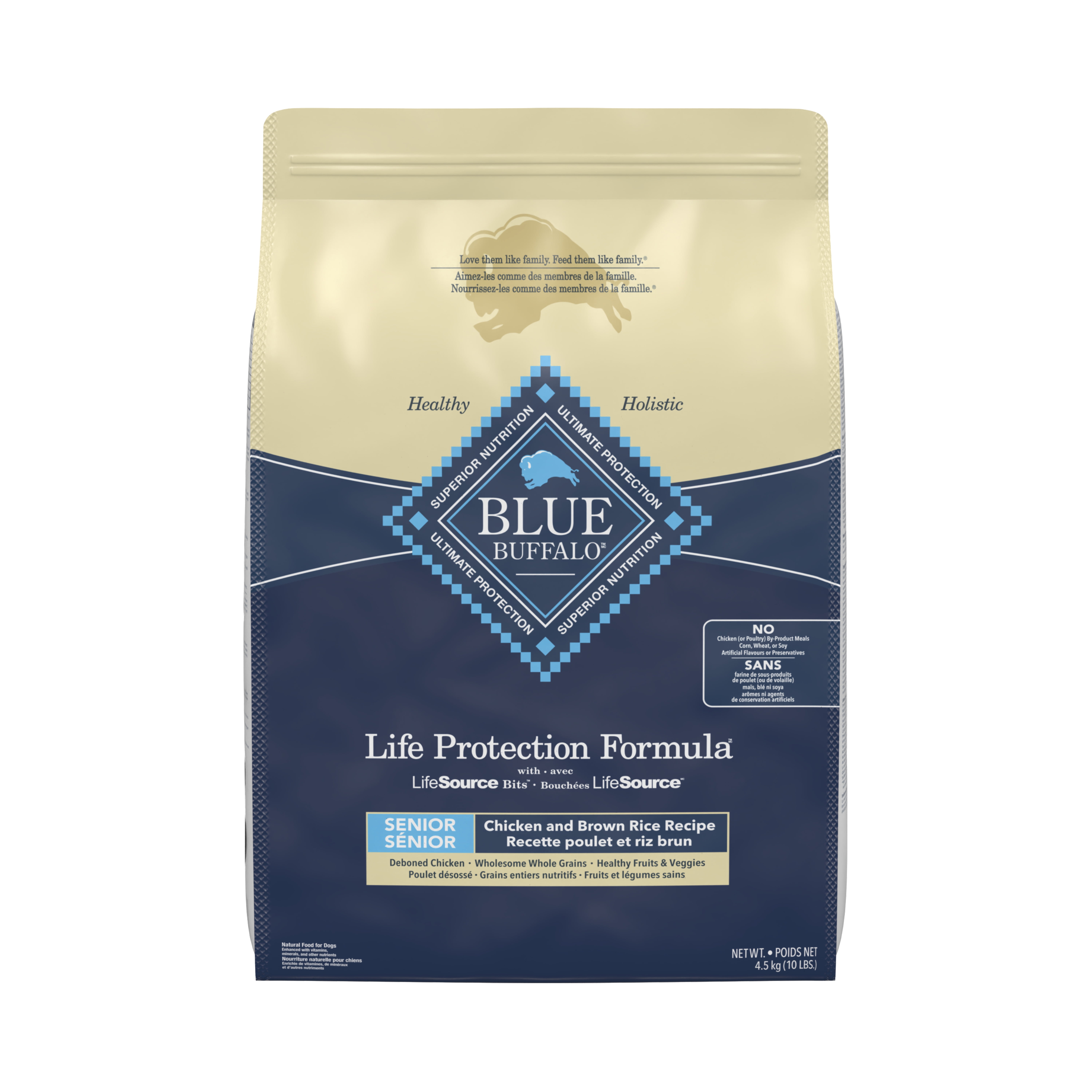 Blue Buffalo Life Protection Formula Natural Senior Dry Dog Food, Chicken and Brown Rice 4.5KG