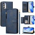 thumbnail image 2 of Funda para Motorola MOTO G82 5G con cremallera tipo cartera, tarjetero, marco de fotos, soporte y cordón, de piel sintética. azul, 2 of 5