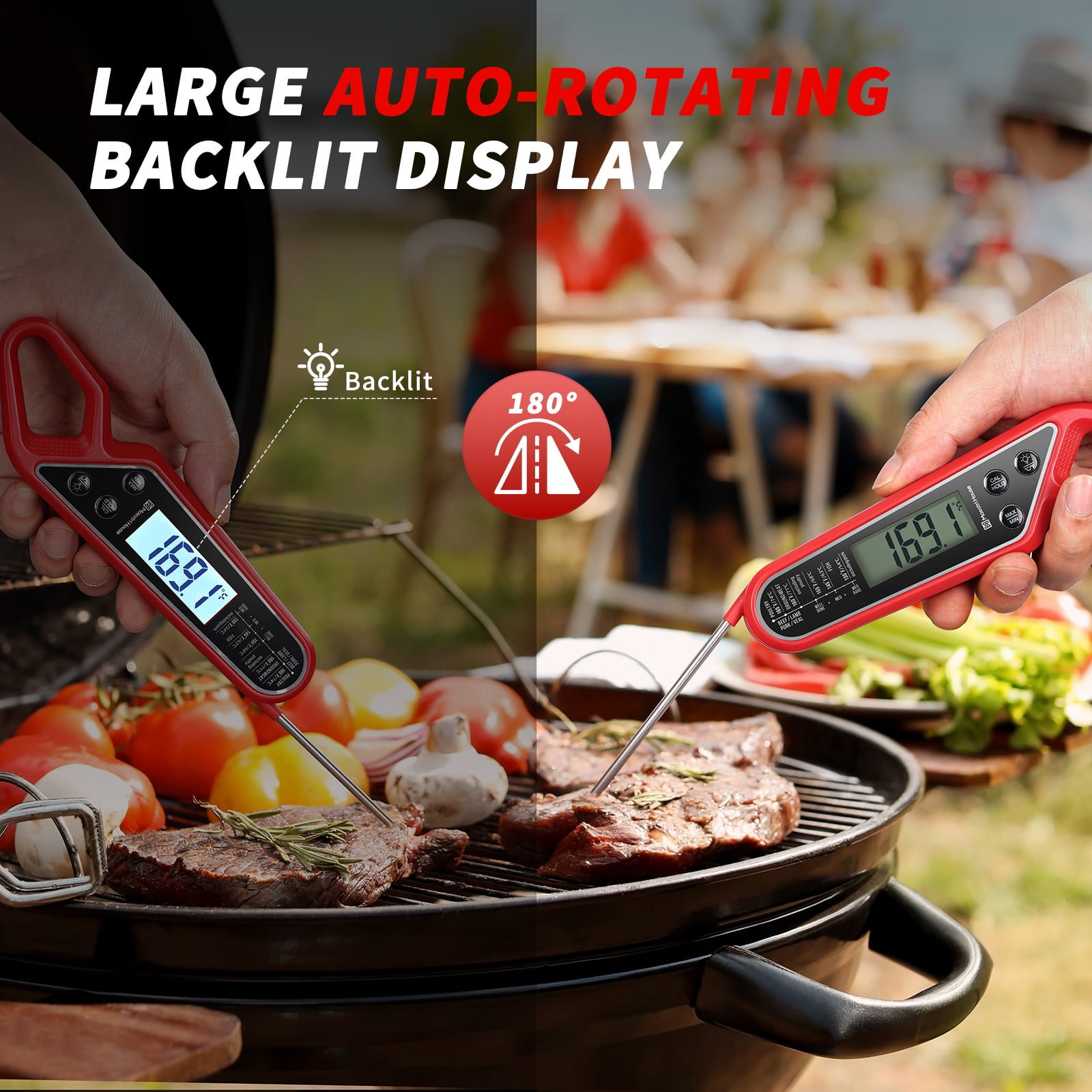 Digital Meat & Food Cooking Thermometer| Instant Read, Electric, Mini  Foldable Kitchen Probe for Steak, BBQ, Grill, Candy, Oven/Smoker/Home  Cooking