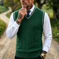 thumbnail image 2 of Mens Sweater Vest V Neck Cable Knit Sweater,Sleeveless Regular Fit Casual Pullover for Fall Winter Layered Wear, 2 of 5