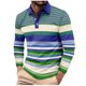 thumbnail image 2 of Blusa y camisa de manga larga con cuello vuelto para hombre, informal, a la moda, con estampado de rayas y botones, de poliéster., 2 of 7