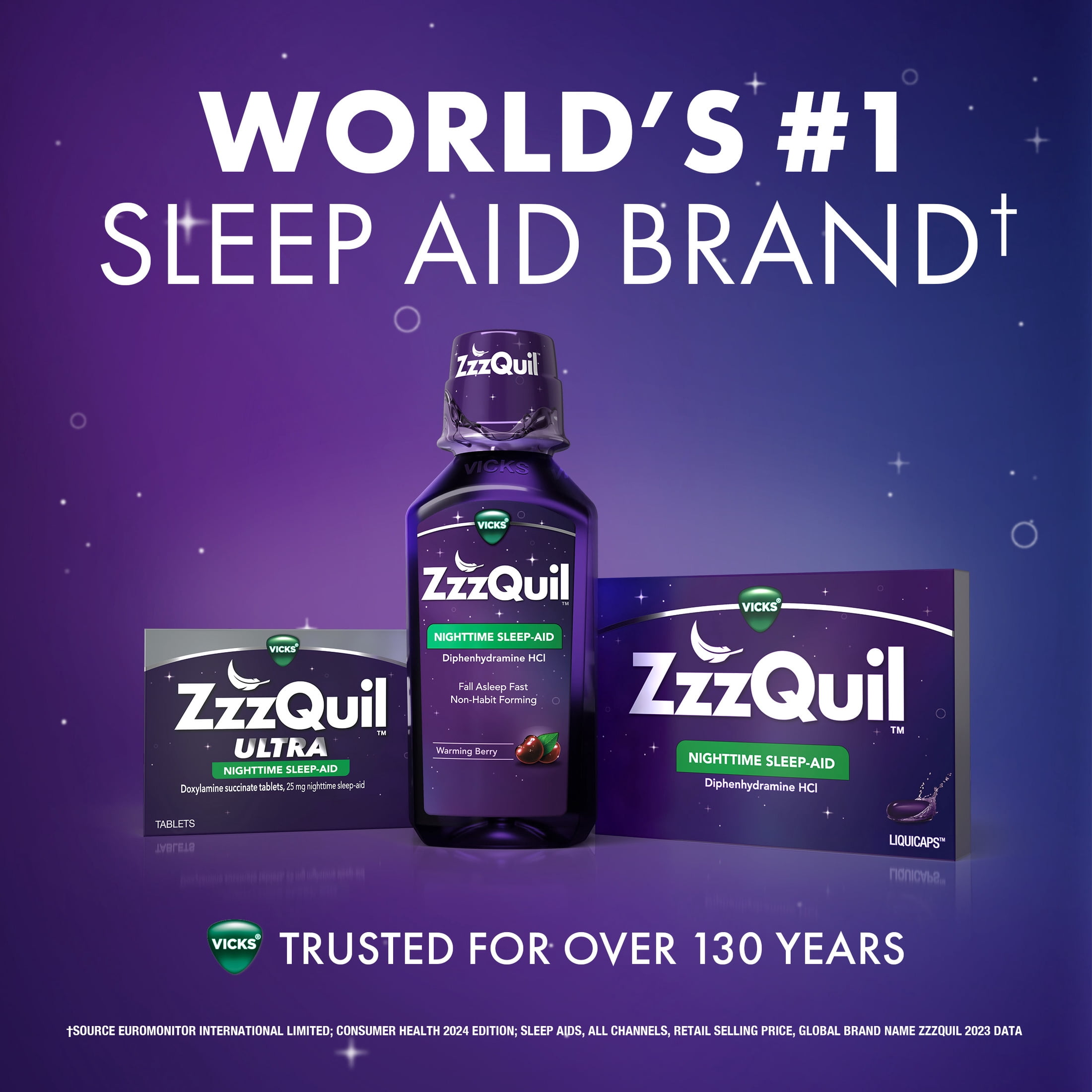 (3 pack) ZzzQuil Liquid Sleep Aid, Soothing Sleep, Diphenhydramine 50mg HCl, Chamomile Honey Flavor, 2 Pack, 24 fl oz