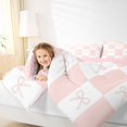 thumbnail image 3 of spefrowx Checkerboard Bowknot King Bedding, Pink Minimalist Print King Bed in a Bag, Pink Reversible, 7pcs, 3 of 6
