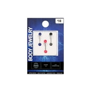 Womens Body Jewelry 14 Gauge Plastic and Stainless-Steel Star Barbell Tongue 3 Pack