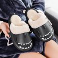 thumbnail image 2 of Shark Slides Invierno, Mujeres y Hombres, Fuzzy Cómodo Algodón Invierno Cálido Antideslizante Shark Pantuflas Negro JAMW Sencillez, 2 of 4