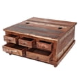 thumbnail image 2 of Coffee Trunk Table 5 Drawer Antique Wood Storage Chest Table, 2 of 4