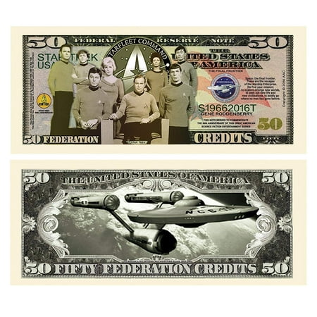 50th Anniversary Collectible - 5 Limited Edition Star Trek 50th Anniversary Collectible Bills with Bonus “Thanks a Million” Gift Card Set