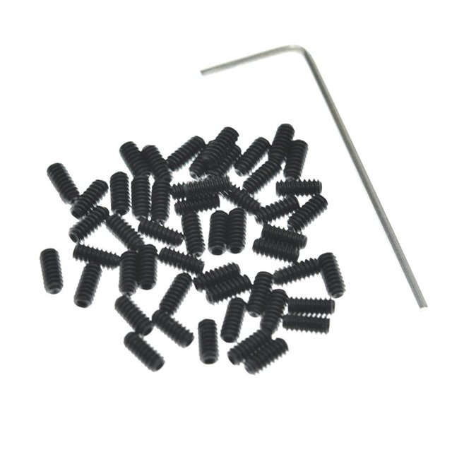 KAISH 50x Tornillos de ajuste de altura para sillín de puente de guitarra métrico M3x6 negro para Stratocaster/Telecaster