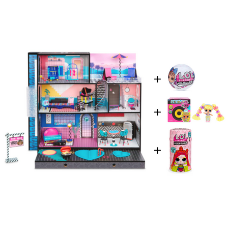 Special Gift Set- L.O.L. Surprise! O.M.G. Wood Doll House plus 3 extra L.O.L. Surprises!