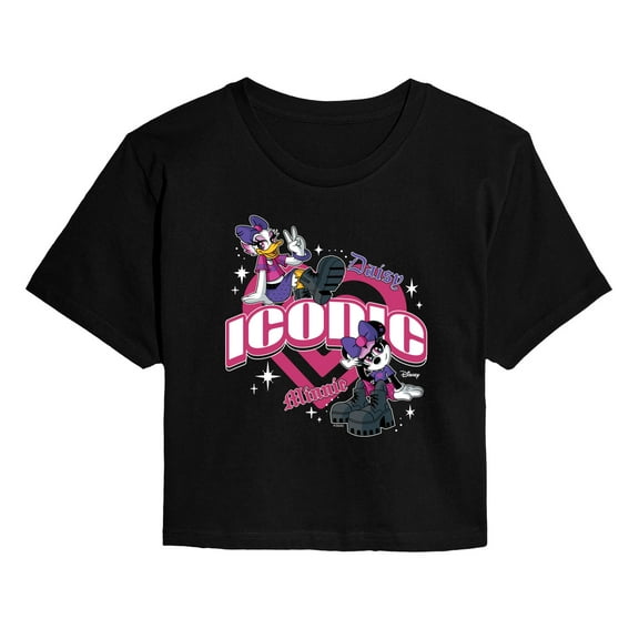 Disney - Minnie Daisy Y2K - Juniors Cropped Short Sleeve Graphic T-Shirt