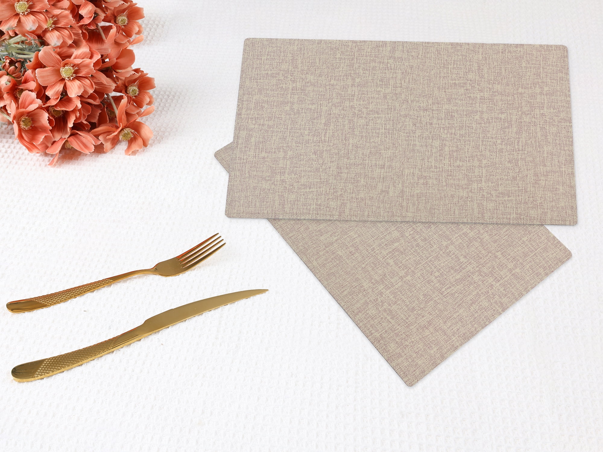 Unique Bargains Set of 6 Washable Placemats for Kitchen Dining Table Decor Beige