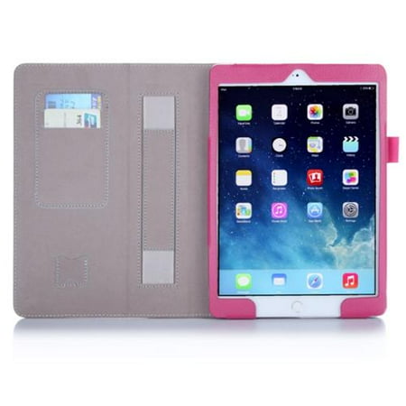 i-Blason Slim Carrying Case (Book Fold) for Apple iPad Air, Business Card, Credit Card - Magenta - Polyurethane Leather - Hand Strap - 9.8