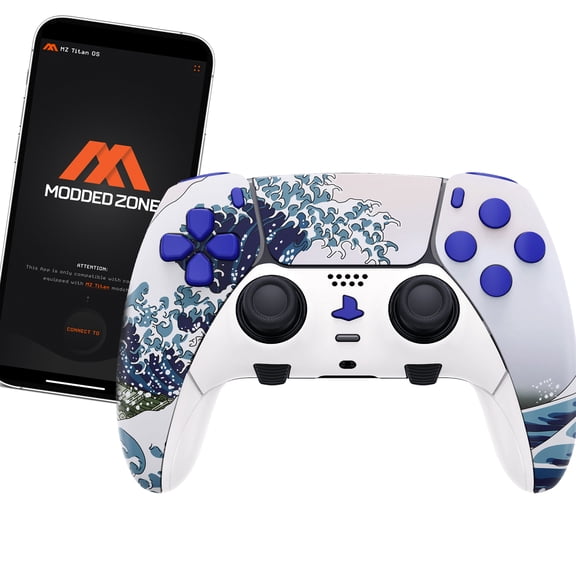 Wave ModdedZone Custom Modded Edge Controller for PS5 & PC With Mobile App Controlled Smart Anti-Recoil and Rapid Fire Mods