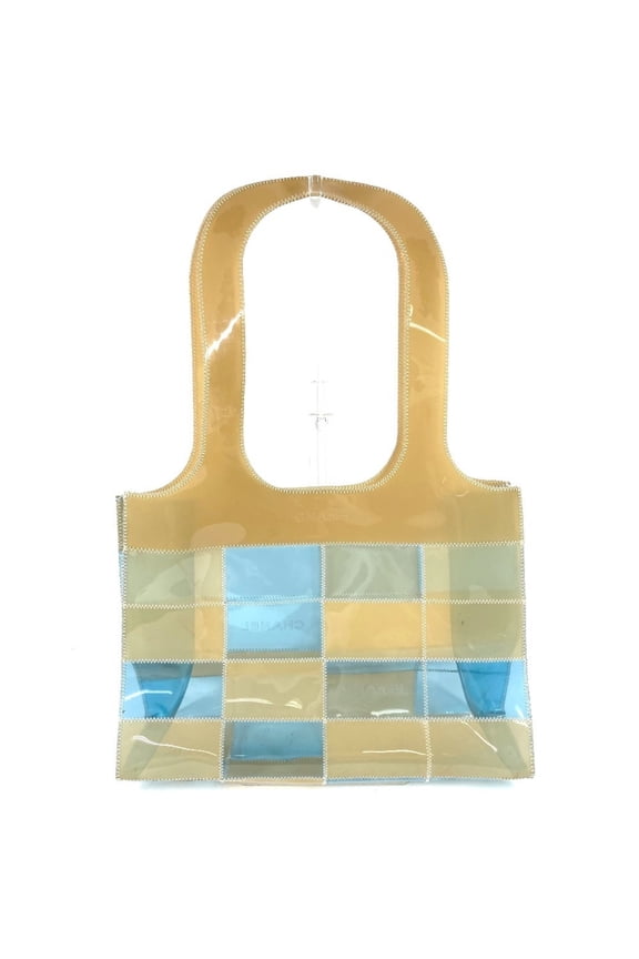 Pre-Owned CHANEL CC Coco Mark Logo Patchwork Bag Tote Shoulder Vinyl Men's Women's Beige