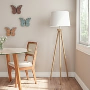 Lavish Home Tripod Floor Lamp – LED Standing Light with Oak Wood Base