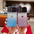 thumbnail image 2 of Nalacover for iPhone 12 Pro Heart Pattern Plating Sparkle Case, Gradient Glitter Shining Paper + Clear Rugged PC Back Shockproof Non-Yellowing Cover with Camera Lens Protective Film,Blue, 2 of 10