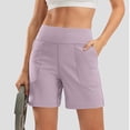 thumbnail image 7 of vigerkar High-Waisted Athletic Shorts for Women - 6" Inseam with Pockets, Soft Fabric for Running, Walking & Yoga (Light Pink, L), 7 of 7