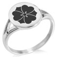 thumbnail image 1 of Stainless Steel Sakai Samurai Crest Minimalist Oval Top Polished Statement Signet Ring, 1 of 1