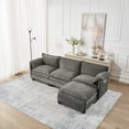 thumbnail image 7 of Noble House 107" L-Shaped Cloud Sofa, Cotton-Linen Velvet Sectional with Storage, Living Room, Modular 3-Seat, Gray, 7 of 7