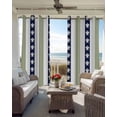 thumbnail image 4 of Coastal Turtle Blackout Curtains, Light Blocking Print Window Curtains, Sage Green Stripe Navy White Ocean Thermal Insulated Window Drapes for Living Room Kitchen Cafe 2 Panels, 84"W x 84"L, 4 of 9