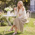 thumbnail image 5 of Enmain Flowy Maxi Skirt for Women Floral Pleated High Waist Drawstring Tiered Skirts with Pockets, 5 of 9