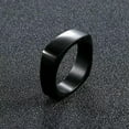 thumbnail image 6 of EOEMY 7mm Square Shape Ring For Men Stainless Steel Smooth Black Silver Ring Size 8-13, 6 of 9
